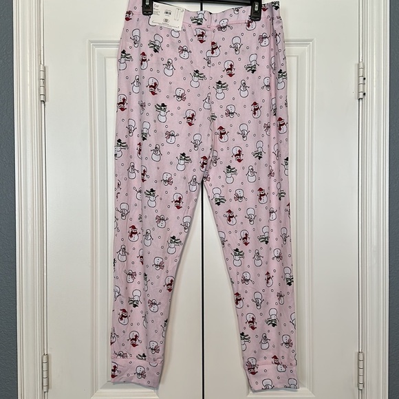 Pink new Pajama Jogger Pants & Socks Christmas Snowman Sz‎ Large pjs - Picture 4 of 8